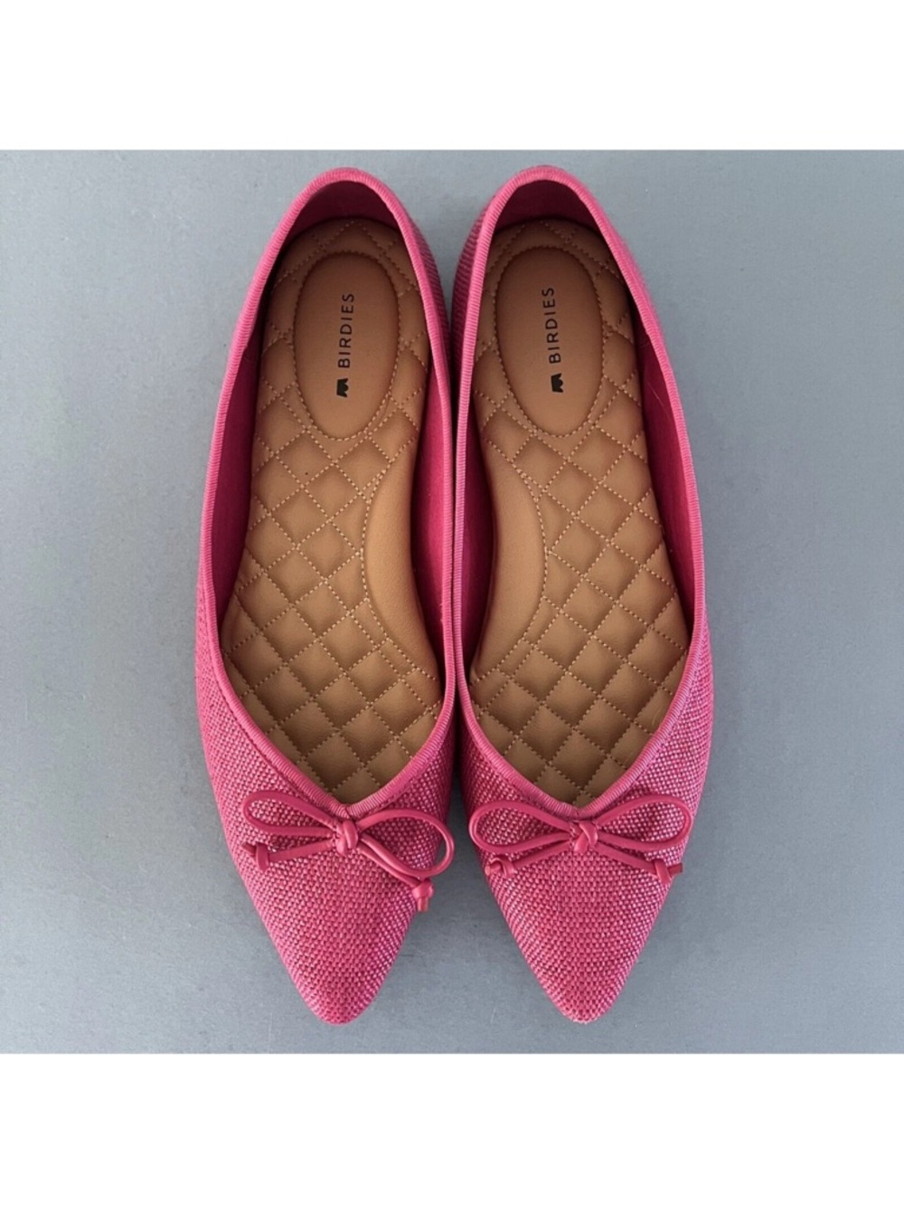 Birdies The Goldfinch Raspberry Raffia Bow Ballet Pointed Toe Flats - Picture 7 of 8